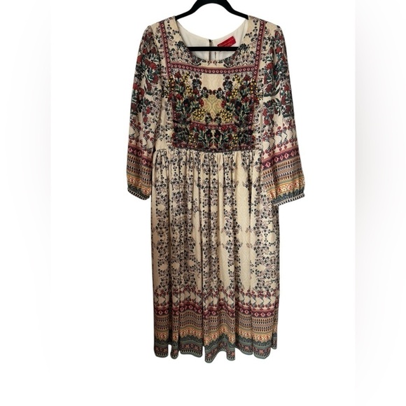 Anthropologie Bhanuni By Jyoti Beaded Far Fields Beaded  Dress Size 12 PETITE - Picture 5 of 12